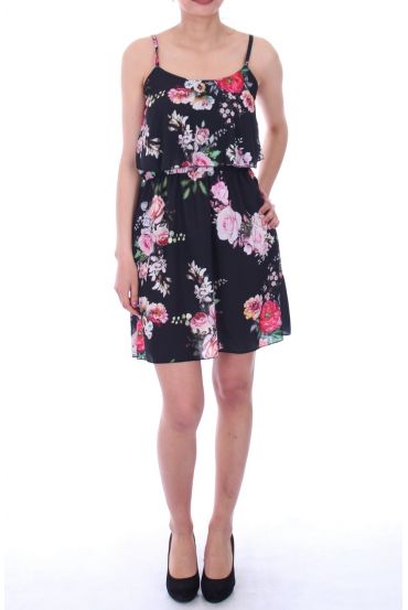 VESTIDO DE FLORES 9084 NEGRO