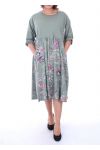 LARGE SIZE DRESS PRINTED 6048 MILITARY GREEN