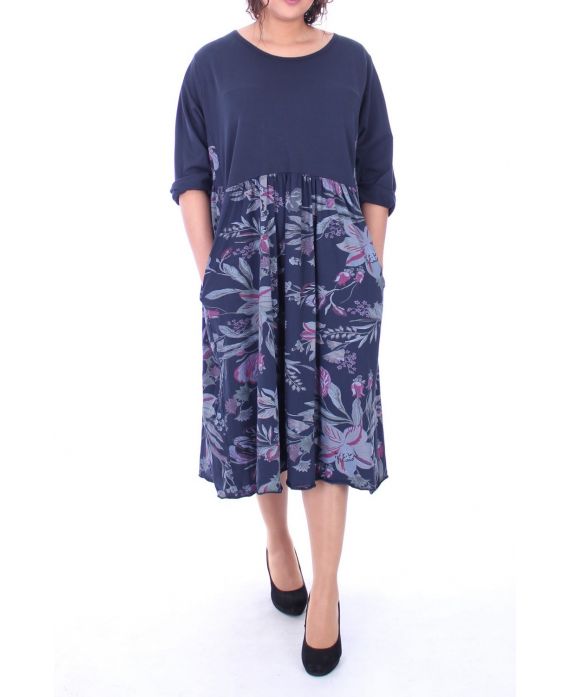 LARGE SIZE DRESS PRINTED 6048 NAVY