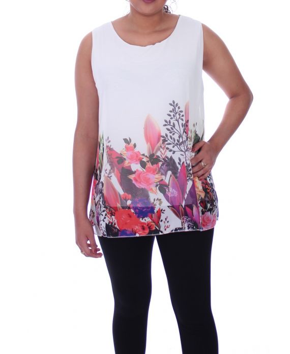 GRANDE TAILLE TOP IMPRIME 9089 BLANC