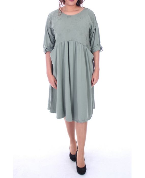 GRANDE TAILLE ROBE 2 POCHES 6051 VERT MILITAIRE