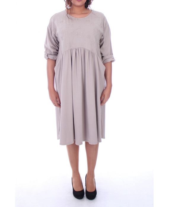 GRANDE TAILLE ROBE 2 POCHES 6051 BEIGE