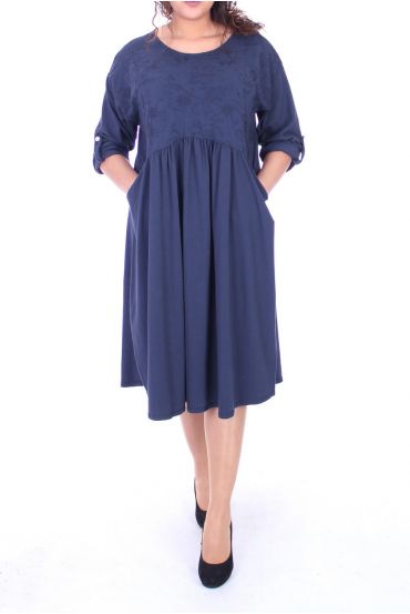 GRANDE TAILLE ROBE 2 POCHES 6051 MARINE