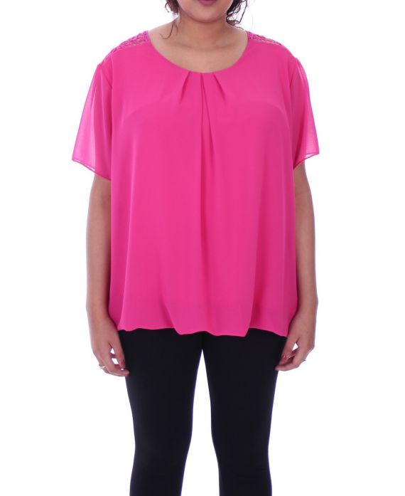 GRANDE TAILLE TOP DOS DENTELLE 9092 FUSHIA