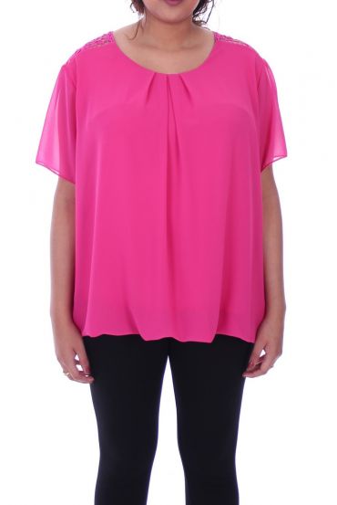 GRANDE TAILLE TOP DOS DENTELLE 9092 FUSHIA