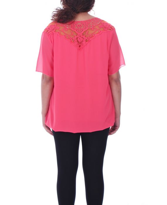 GRANDE TAILLE TOP DOS DENTELLE 9092 CORAIL