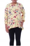 DI GRANDI DIMENSIONI T-SHIRT STAMPA FIORI 6069 GIALLO