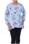 DI GRANDI DIMENSIONI T-SHIRT STAMPA FIORI 6069 BLU