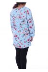 GROTE MAAT T-SHIRT MET PRINT VAN BLOEMEN 6069 BLAUW