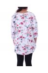 LARGE SIZE T-SHIRT PRINT FLOWERS 6069 WHITE