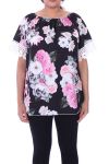 LARGE SIZE TOP FLORAL 9091 BLACK