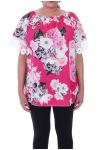 GRANDE TAILLE TOP FLEURI 9091 FUSHIA