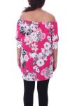 GRANDE TAILLE TOP FLEURI 9091 FUSHIA