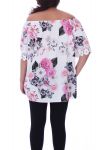 GRANDE TAILLE TOP FLEURI 9091 BLANC