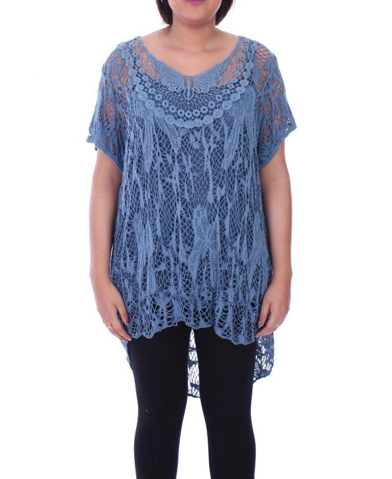 LARGE SIZE TUNIC 2 PIECES AJOUREE 9093 BLUE