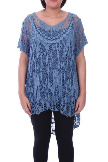 LARGE SIZE TUNIC 2 PIECES AJOUREE 9093 BLUE