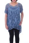 LARGE SIZE TUNIC 2 PIECES AJOUREE 9093 BLUE