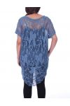 GRANDE TAILLE TUNIQUE 2 PIECES AJOUREE 9093 BLEU