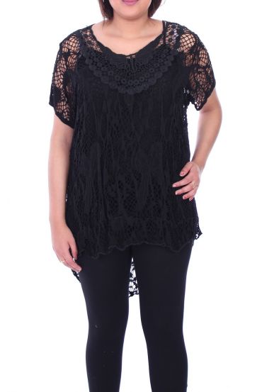 LARGE SIZE TUNIC 2 PIECES AJOUREE 9093 BLACK