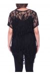 GRANDE TAILLE TUNIQUE 2 PIECES AJOUREE 9093 NOIR