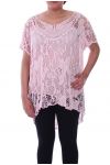 LARGE SIZE TUNIC 2 PIECES AJOUREE 9093 PINK