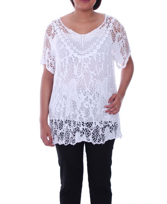 LARGE SIZE TUNIC 2 PIECES AJOUREE 9093 WHITE