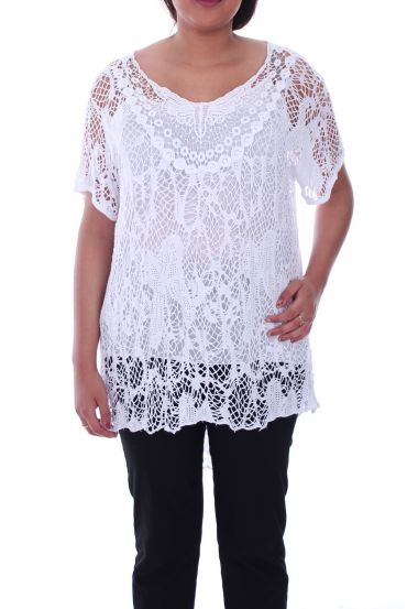 LARGE SIZE TUNIC 2 PIECES AJOUREE 9093 WHITE