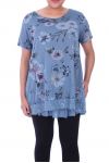 LARGE SIZE TUNIC FLORAL 9102 BLUE