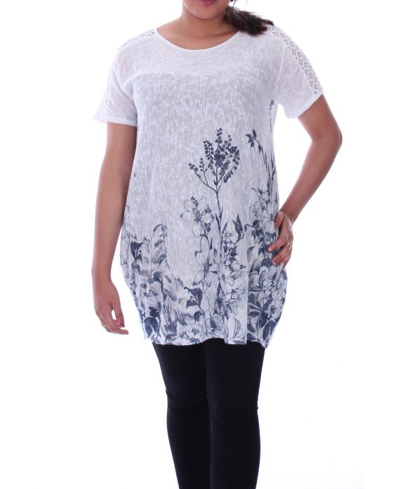 GRANDE TAILLE TUNIQUE IMPRIMEE 9097 BLANC