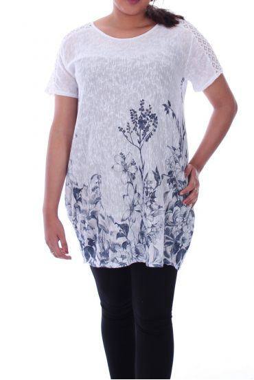 LARGE SIZE TUNIC PRINTED 9097 WHITE