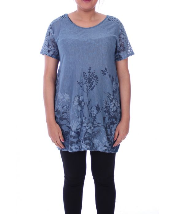 GROOT FORMAAT GEPRINTE TUNIEK 9097 BLAUW