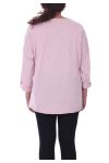 GRANDE TAILLE TUNIQUE MIX MATIERES 6054 ROSE