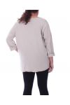 GRANDE TAILLE TUNIQUE MIX MATIERES 6054 BEIGE