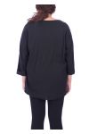 GRANDE TAILLE TUNIQUE MIX MATIERES 6054 NOIR