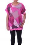 DI GRANDI DIMENSIONI T-SHIRT PAILLETE 9100 FUSHIA