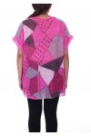 DI GRANDI DIMENSIONI T-SHIRT PAILLETE 9100 FUSHIA