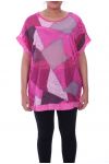 DI GRANDI DIMENSIONI T-SHIRT PAILLETE 9100 FUSHIA