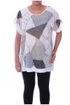 GRANDE TAILLE T-SHIRT PAILLETE 9100 BLANC