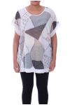 GRANDE TAILLE T-SHIRT PAILLETE 9100 BLANC