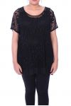 GRANDE TAILLE TINIQUE 2 PIECES AJOUREE 9101 NOIR