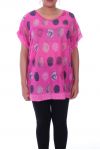 DI GRANDI DIMENSIONI T-SHIRT PAILLETE 9099 FUSHIA