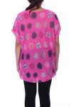 GROßE GRÖßE T-SHIRT PAILLETE 9099 FUSHIA