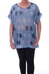 DI GRANDI DIMENSIONI T-SHIRT PAILLETE 9099 BLU