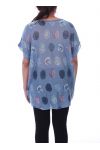 DI GRANDI DIMENSIONI T-SHIRT PAILLETE 9099 BLU