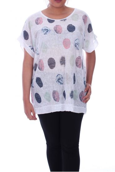 GRANDE TAILLE T-SHIRT PAILLETE 9099 BLANC