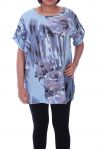 LARGE SIZE TUNIC FLAX FLOWER 9103 BLUE