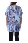 LARGE SIZE TUNIC FLAX FLOWER 9103 BLUE