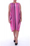 GRANDE TAILLE ROBE LIN 2 POCHES 9106 FUSHIA