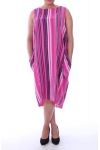 GRANDE TAILLE ROBE LIN 2 POCHES 9106 FUSHIA