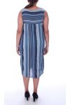 GRANDE TAILLE ROBE LIN 2 POCHES 9106 BLEU